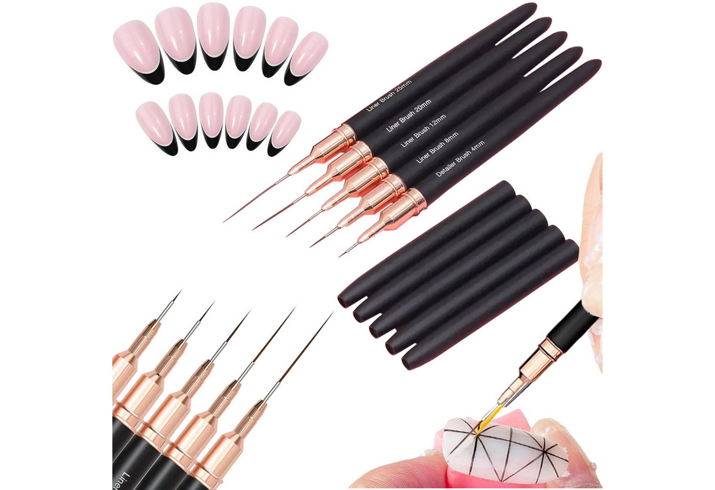 LA CUTE Nailart-Pinsel Präzisions-Nailart-Pinselset mit 5 verschiedenen Größen., 5 tlg., Hochwertiges 5-teiliges Pinselset für präzise Nailart-Designs. LA CUTE Nailart-Pinsel Präzisions-Nailart-Pinselset mit 5 verschiedenen Größen., 5 tlg., Hochwertiges 5-teiliges Pinselset für präzise Nailart-Designs. von LA CUTE