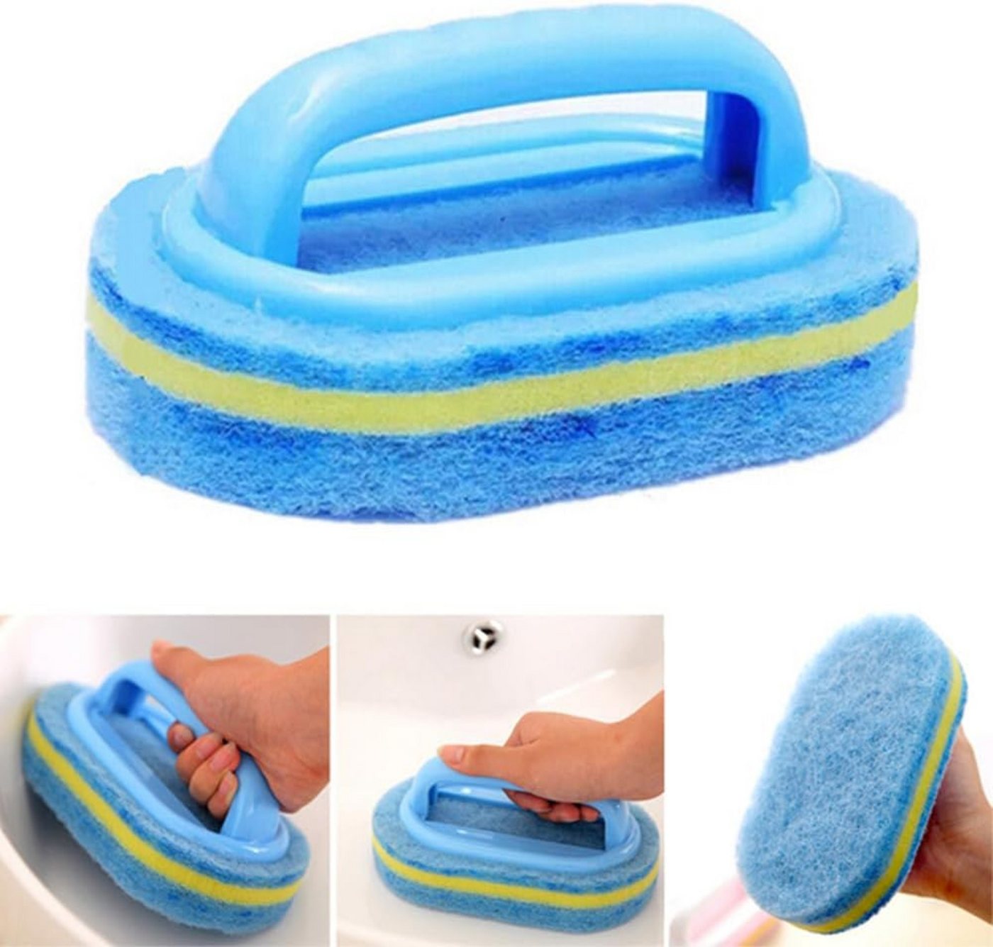 LA CUTE Schwamm Reinigungsschwamm mit Griff für Bad, Küche und mehr, Ergonomischer Griff, langlebiger 3-Schicht-Schwamm, vielseitig von LA CUTE