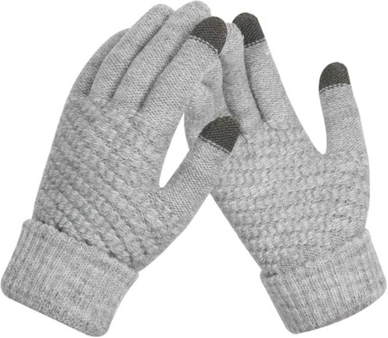 LA CUTE Strickhandschuhe JSDing Winterhandschuhe Damen Grau (Winterhandschuh-Set mit Touch-Funktion & Isolierung, 1 Paar Damenhandschuhe – ideal für kalte Wintertage) Touchscreen-fähig & winddicht – ideal für Outdoor im Winter von LA CUTE