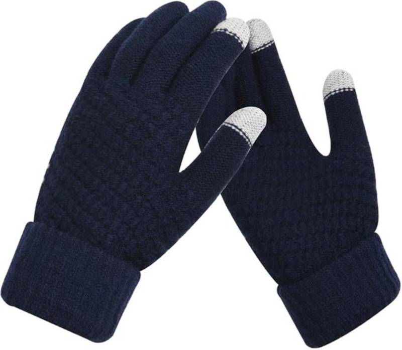 LA CUTE Strickhandschuhe JSDing Winterhandschuhe Damen Mandy Blau (Winterhandschuh-Set mit Touch-Funktion & Isolierung, 1 Paar Damenhandschuhe – ideal für kalte Wintertage) Touchscreen-fähig & winddicht – ideal für Outdoor im Winter von LA CUTE