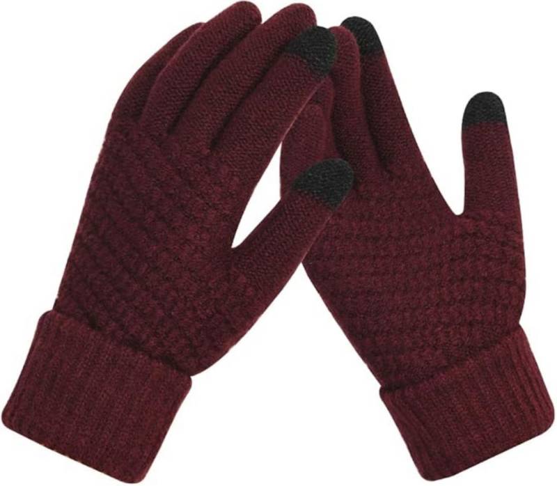LA CUTE Strickhandschuhe JSDing Winterhandschuhe Damen Mandy Rot (Winterhandschuh-Set mit Touch-Funktion & Isolierung, 1 Paar Damenhandschuhe – ideal für kalte Wintertage) Touchscreen-fähig & winddicht – ideal für Outdoor im Winter von LA CUTE