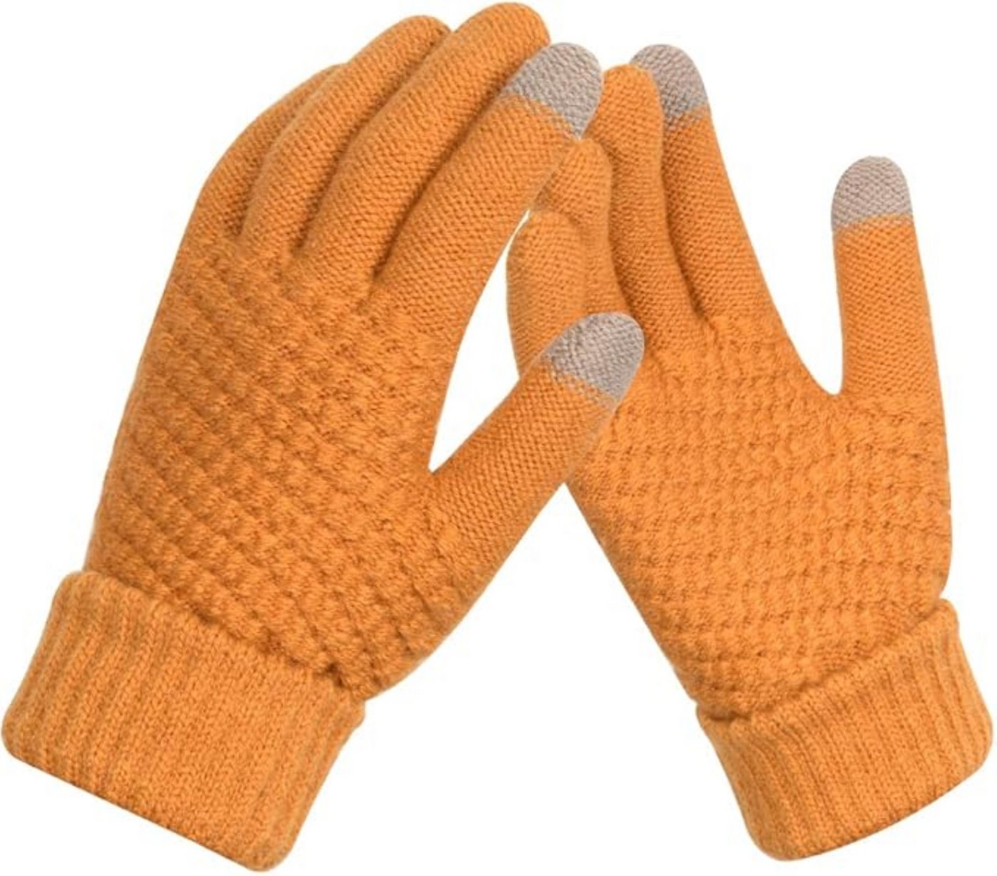LA CUTE Strickhandschuhe JSDing Winterhandschuhe Damen Orange (Winterhandschuh-Set mit Touch-Funktion & Isolierung, 1 Paar Damenhandschuhe – ideal für kalte Wintertage) Touchscreen-fähig & winddicht – ideal für Outdoor im Winter von LA CUTE