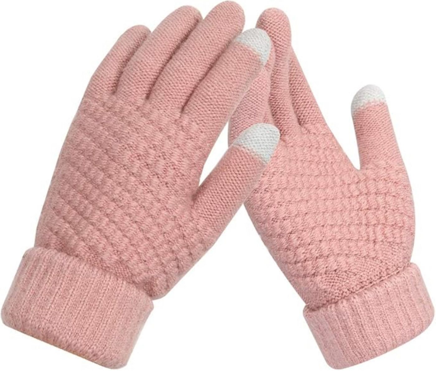 LA CUTE Strickhandschuhe JSDing Winterhandschuhe Damen Pink (Winterhandschuh-Set mit Touch-Funktion & Isolierung, 1 Paar Damenhandschuhe – ideal für kalte Wintertage) Touchscreen-fähig & winddicht – ideal für Outdoor im Winter von LA CUTE