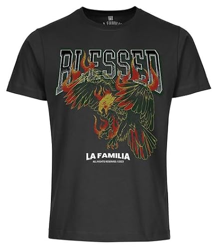 La Familia Original, Herren T-Shirt, Schwarz Blessed T-Shirt, Funshirt, Phonix Größe S-5XL (as3, Alpha, 4X_l, Regular, Regular) von LA FAMILIA VIDA LOCA