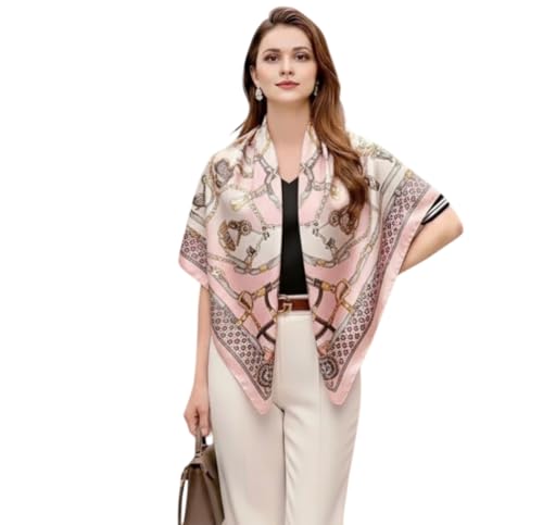 LA FERANI Designer Damen Seidentuch Rosa klassisch Halstuch Seide Chiffon formelle Anlässe Tuch Umschlagtuch leicht 90x90cm Geschenk Tochter Mutter (Model 23) von LA FERANI