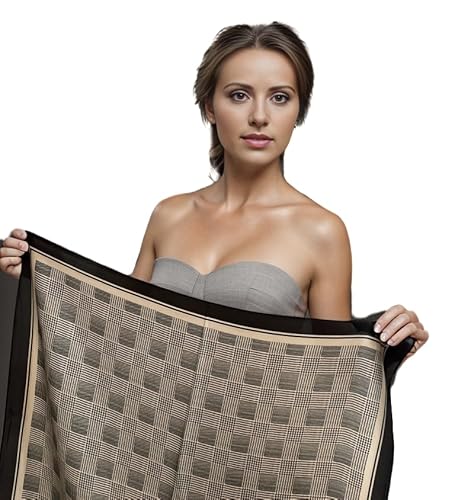 LA FERANI Seidentuch Halstuch Bandana kurz 70x70cm Klassik Sommer Tuch Seide Urlaub Reise für formelle Anlässe Damen Business Style Geschenk für Sie (N15) von LA FERANI