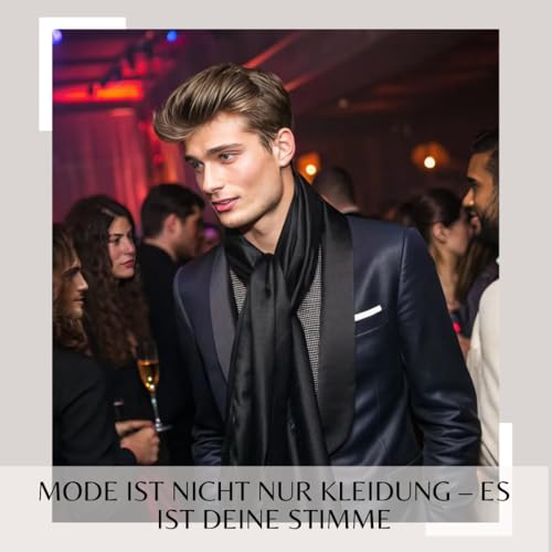 LA FERANI Damen Seidenschal 100% Seide Halstuch Schal Uni Farbe dunkel blau 180x90cm Uni Farbe für Anzug formelle Anlässe Stola Business Style Geschenk für Sie (Grau) von LA FERANI