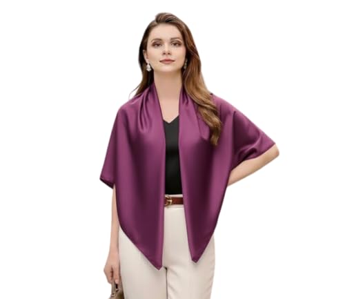 Seidentuch Lila Uni Farbe Halstuch Chiffon Tuch Umschlagtuch leicht 90x90cm Bandana Geschenk für formelle Anläasse elegant (Lila) von LA FERANI
