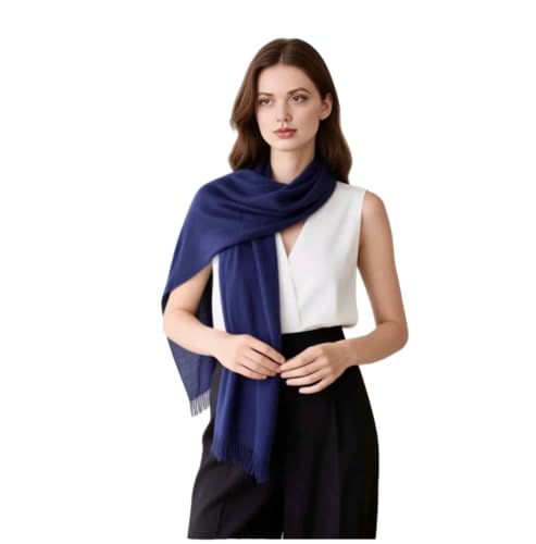 LA FERANI Sommerschal Damen Kaschmirschal extra dünn Halstuch 200x70 dunkel blau Umschlagtuch leicht durchsichtig Sommer Strandtuch Business Style Hochzeit Geschenk für Sie von LA FERANI