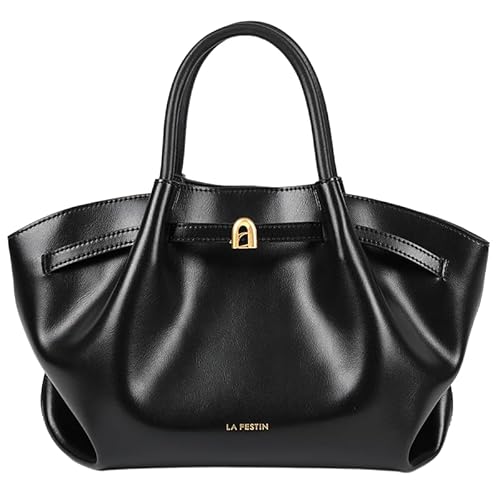 Handtasche mit Tragegriff für Damen: Leder-Umhängetasche, kleine elegante Geldbörse für Dating und formelle Anlässe (Schwarz-2) von LA'FESTIN