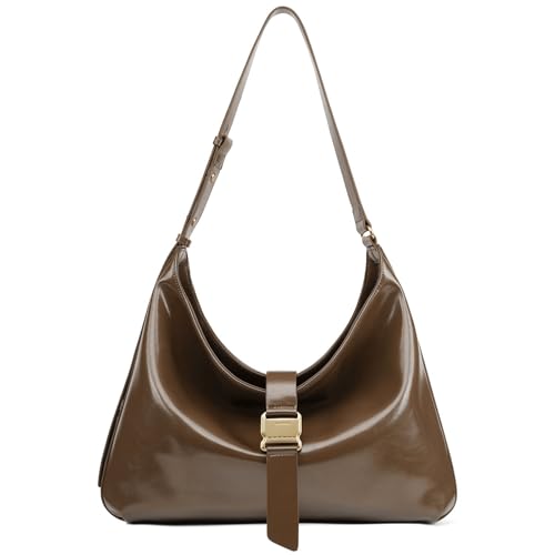 LA FESTIN Große Hobo-Tasche aus Leder für Damen, Crossbody-Tasche und süße Handtasche, mokkabraun von LA'FESTIN