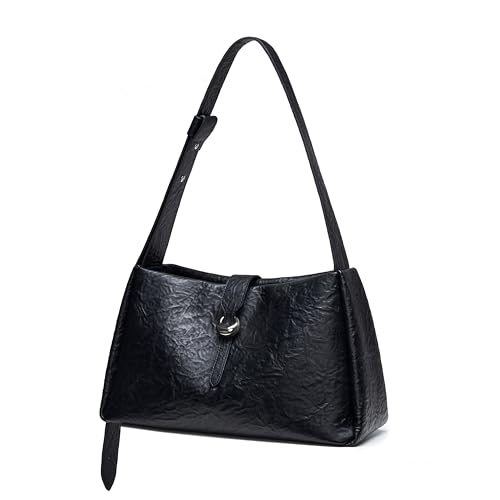 LA FESTIN Rindsleder Damen Umhängetasche – Große Kapazität Handtasche Damen Mit Verstellbarem Lederriemen, Schultertasche Damen Mit Innentasche - Schwarz von LA'FESTIN