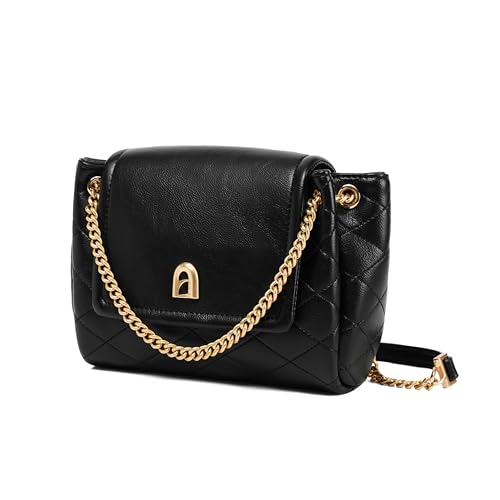LA FESTIN Umhängetasche Damen Aus Rindsleder, Handtasche Damen Klein Mit Kettenriemen, Geldbörse Damen Mit Schnallenverschluss - Schwarz LA FESTIN Umhängetasche Damen Aus Rindsleder, Handtasche Damen Klein Mit Kettenriemen, Geldbörse Damen Mit Schnallenverschluss - Schwarz von LA'FESTIN