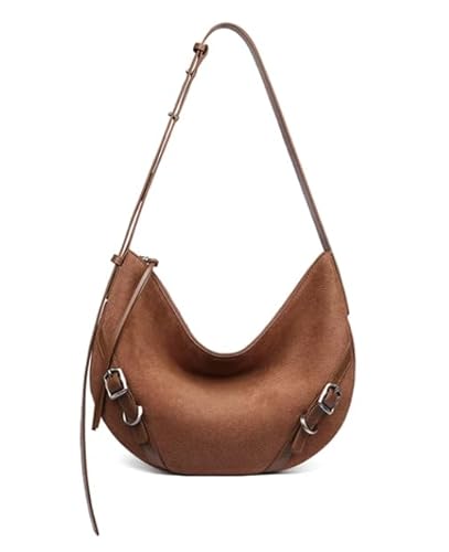 LA FESTIN Umhängetasche Damen Aus Rindsleder, Handtasche Damen Mit Verstellbarem Lederband, Handtasche Damen Umhängetasche Mit Reißverschluss - Fauler Braun von LA'FESTIN