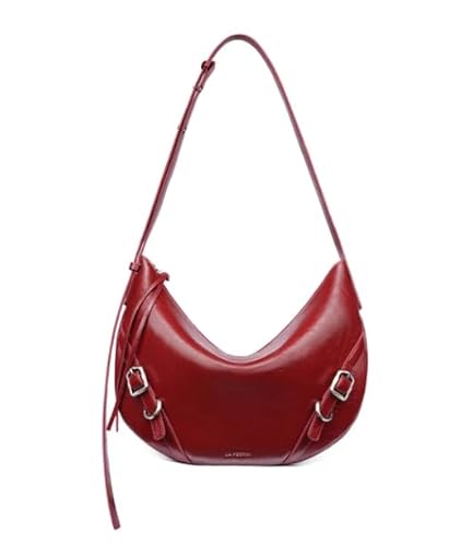LA FESTIN Umhängetasche Damen Aus Rindsleder, Handtasche Damen Mit Verstellbarem Lederband, Handtasche Damen Umhängetasche Mit Reißverschluss - Lavarot von LA'FESTIN