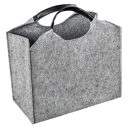 LaFiore24 Filztasche Einkaufstasche Damen Shopper Henkeltasche Hellgrau von LA FIORE 24