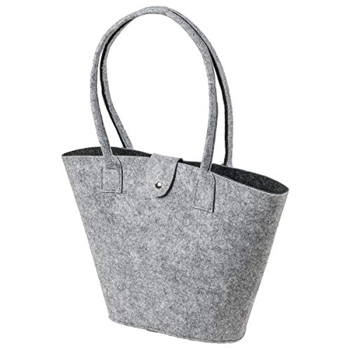 LaFiore24 Filztasche Shopper Einkaufstasche Handtasche Henkeltasche Grau - Dunkelgrau von LA FIORE 24