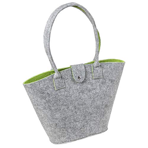LaFiore24 Filztasche Shopper Einkaufstasche Handtasche Henkeltasche Grau - Grün von LA FIORE 24