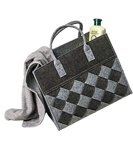 LaFiore24 Filztasche hochw. Einkaufstasche Filz Shopper Damen Handtasche Gross 36 x 24 x 31cm Grau von LA FIORE 24