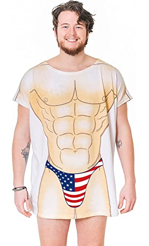 The Original Damen Bikini Shirt - Lustiger Bikini Print Badeanzug Cover Up Strand T-Shirt Kleid für Frauen Männer, Herren Flag Shorts, Einheitsgröße von LA Imprints