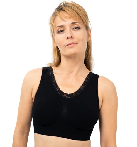 LA LUNA Bustier ohne Bügel, Soft Schlaf Still Sport BH | Büstenhalter Damen bügellos, Umstandsbh Schwarz/Weiß/Grau/Hautfarben, Bralette Lift Wohlfühl Bra, nahtlos, Yoga Sport Bustier von LA LUNA