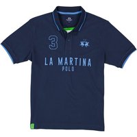 LA MARTINA Herren Polo-Shirt blau Baumwoll-Piqué von LA MARTINA