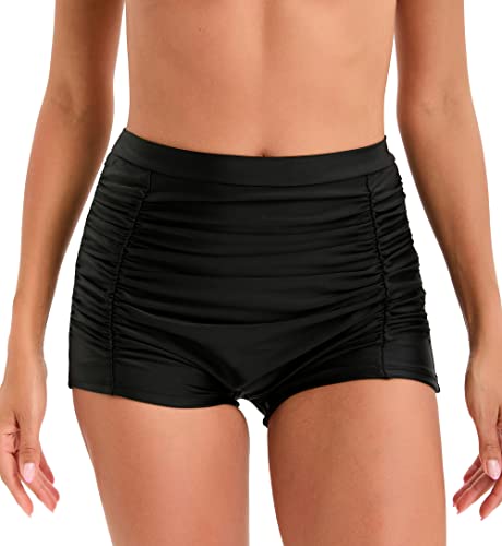 LA ORCHID Laorchid Damen Frauen hoher Taille Bikini Hose Shorts Bauchweg Boyleg, Schwarz, XXL(EU 48) von LA ORCHID