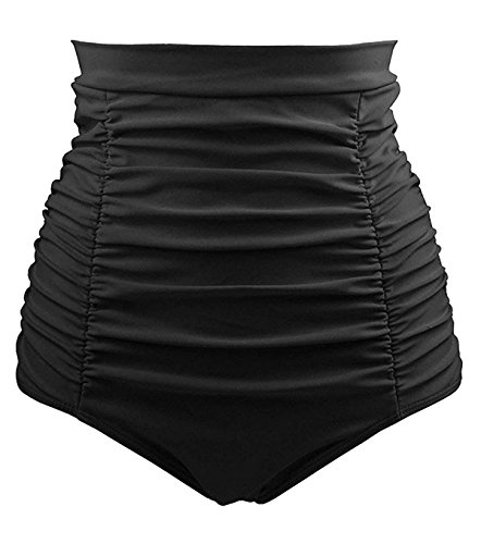 Laorchid Retro Damen Frauen hoher Taille Bikini Hose Shorts Bauchweg Schwarz M (EU-38) von LA ORCHID