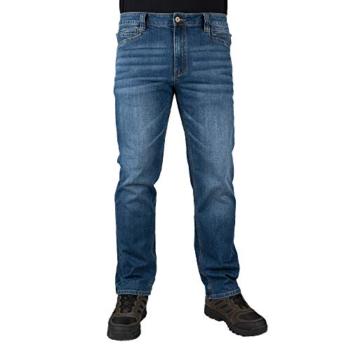 LA Police Gear Herren Terrain Flex Taktische Jeans, Bequeme Stretch Denim Jeans für Herren, EDC Stretch Bund Jeans, Gerade Passform/Vintage, 32W / 36L von LA Police Gear