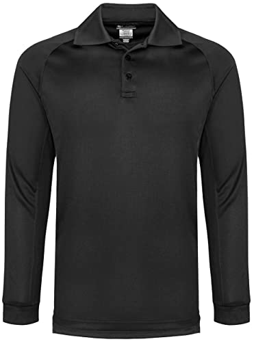 LA Police Gear Operator Performance Tactical Herren Poloshirt Langarm Anti-Falten Poloshirt für Herren, schwarz, Groß von LA Police Gear