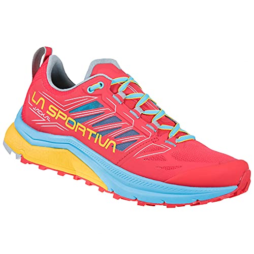 LA SPORTIVA W Jackal Pink - Innovativer Leichter Damen Trailrunning Schuh, Größe EU 36.5 - Farbe Hibiscus - Malibu Blue von LA SPORTIVA