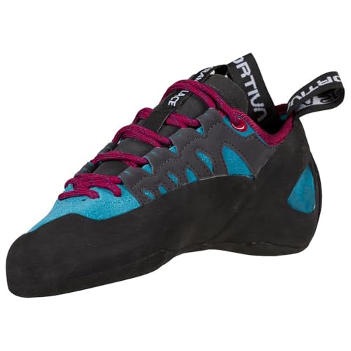 LA SPORTIVA W Tarantulace Blau - Bequemer vielseitiger Damen Lederkletterschuh, Größe EU 38 - Farbe Topaz - Red Plum von LA SPORTIVA