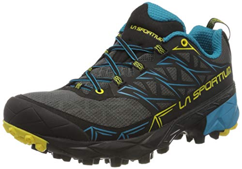 LA SPORTIVA M Akyra Blau - Zuverlässiger innovativer Herren Mountain Running Schuh, Größe EU 47 - Farbe Carbon - Tropic von LA SPORTIVA