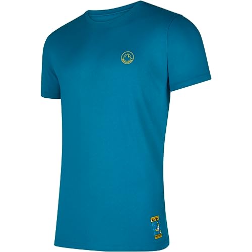 LA SPORTIVA Herren Climbing on The Moon T-Shirt, Turchese-Giallo, L von LA SPORTIVA