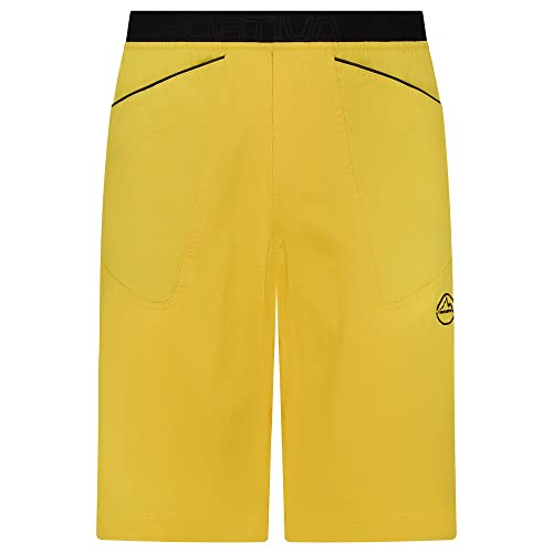 LA SPORTIVA M Flatanger Short Gelb - Komfortable elastische Herren Baumwoll Klettershorts, Größe L - Farbe Yellow - Blac von LA SPORTIVA