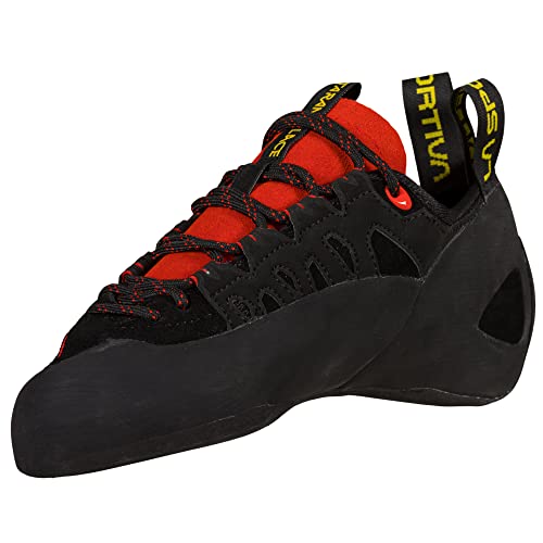 LA SPORTIVA M Tarantulace Schwarz - Bequemer vielseitiger Herren Leder-Kletterschuh, Größe EU 44 - Farbe Black - Poppy von LA SPORTIVA