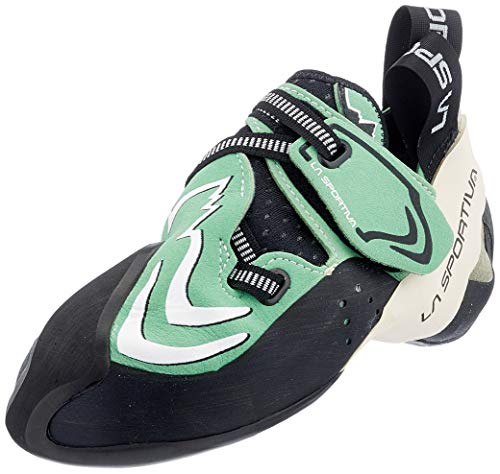 LA SPORTIVA W Futura Grün-Weiß - Revolutionärer no-Edge LaSpoFlex Damen Kletterschuh, Größe EU 39 - Farbe Jade Green - von LA SPORTIVA