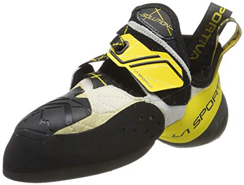 LA SPORTIVA M Solution Gelb-Schwarz-Weiß - Revolutionärer weicher P3 Herren Kletterschuh, Größe EU 35 - Farbe White - Ye von LA SPORTIVA