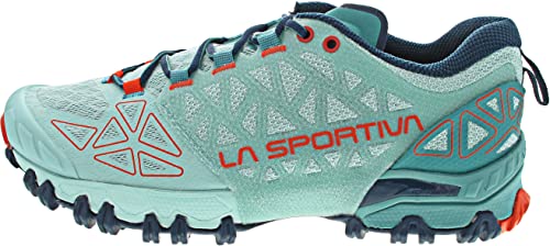 LA SPORTIVA W Bushido Ii Blau - Technischer komfortabler Damen Berglaufschuh, Größe EU 40 - Farbe Lagoon - Cherry Tomato von LA SPORTIVA