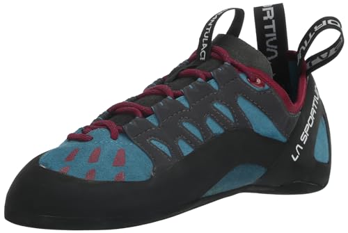 LA SPORTIVA W Tarantulace Blau - Bequemer vielseitiger Damen Lederkletterschuh, Größe EU 36.5 - Farbe Topaz - Red Plum von LA SPORTIVA