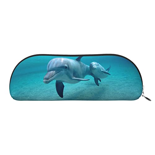 Dolphins Underwater bedruckte Make-up-Tasche aus Leder für Damen und Mädchen, kleine Reise-Handkupplung, Kosmetiktasche für Bleistifte, Schreibwaren, Schlüssel oder kleine Kosmetika., silber, von LAAVVA