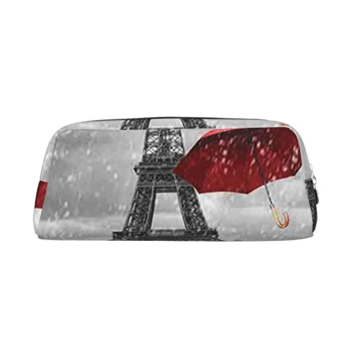 Paris Tower Red Regenschirm Print Leder Make-up Tasche für Frauen und Mädchen, kleine Reise Hand Clutch Kosmetiktasche für Bleistift Schreibwaren Schlüssel oder kleine Kosmetika, silber, Einheitsgröße von LAAVVA