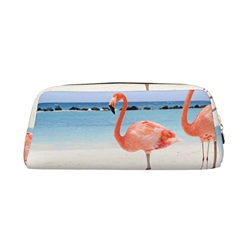 Sky Flamingo Print Leder Make-up Tasche für Frauen und Mädchen, kleine Reise Hand Clutch Kosmetiktasche für Bleistift Schreibwaren Schlüssel oder kleine Kosmetika., gold, Einheitsgröße von LAAVVA