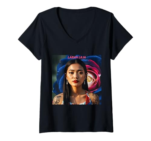 Damen LÁBAN Philippinen Blumendesign T-Shirt mit V-Ausschnitt Damen LÁBAN Philippinen Blumendesign T-Shirt mit V-Ausschnitt von LÁBAN LILIA