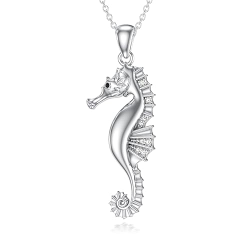 Diamant Seepferdchen Halskette für Frauen Sterling Silber Seepferdchen Anhänger Halskette Labor gewachsen Diamant Ozean Tierschmuck Geschenke für Mutter Frau von LABBAO