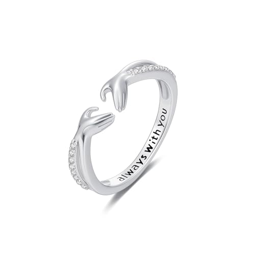 Diamant-Umarmungsring für Damen, 925er Sterlingsilber, Liebesring „Always with You“, offener Ring mit im Labor gezüchtetem Diamant, Geschenke für die Liebsten von LABBAO