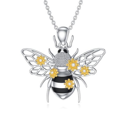 LABBAO Diamant-Bienen Halskette für Damen - 925 Sterlingsilber Bienen Anhänger - Tier Schmuck Geschenk zu Muttertag & Geburtstag von LABBAO