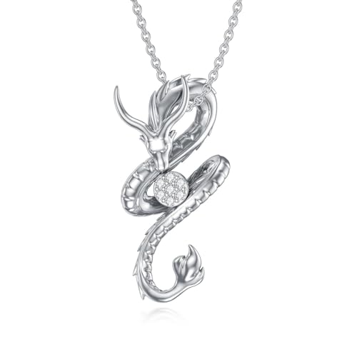 LABBAO Diamant Drachen Kette für Damen 925 Sterling Silber Dragon Anhänger Halskette mit Lab-Grown Diamant Schmuck Geschenke von LABBAO