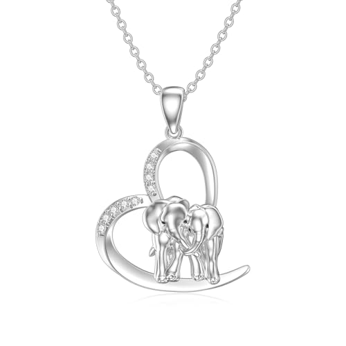 LABBAO Diamant Elefant Kette für Damen 925 Sterling Silber Elefant Herz Anhänger Halskette mit Lab-Grown Diamant Schmuck Geschenke von LABBAO