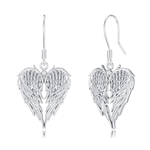 LABBAO Diamant Engelsflügel Ohrringe für Damen 925 Sterling Silber Engel Flügel Hängend Ohrringe mit Lab-Grown Diamant Ohrhänger Schmuck Geschenke von LABBAO
